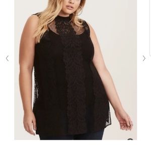 Torrid Black Lace Mock Neck Tank Top Sz 2